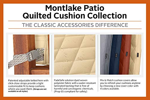 Classic Accessories Montlake FadeSafe FadeSafe Water-Resistant 21 x 20 x 4 Inch Wide Back Lounge Quilted Cushion Cover, Chamomile