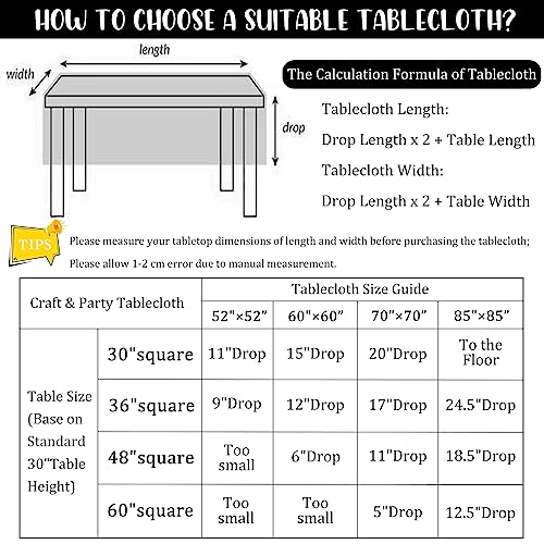 8 Pack Premium Square Tablecloth for Square or Round Table, Washable Bulk Linen Table Cloth Polyester Fabric Table Covers for Wedding Party Reception Banquet Buffet (Black, 52 x 52 Inch)