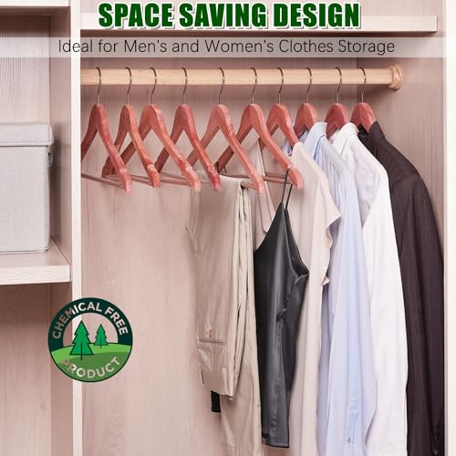 Amber Home 16 Pack American Red Cedar Hangers, Smooth Finish Wood Coat Hangers with Swivel Hook & Notches for Suit, Shirt, Dress, Jacket, Pants