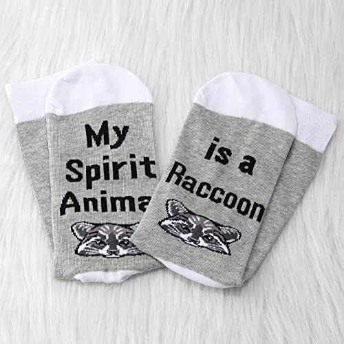 JNIAP 2 Pairs Raccoon Animal Women Socks Raccoon Lover Gift My Spirit Animal Is a Raccoon Socks Raccoon Gift Novelty Socks(2 Pairs Raccoon Socks)