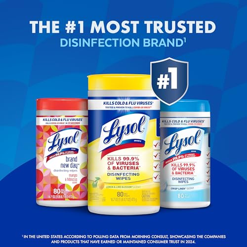 Lysol Disinfecting Wipes Bundle, Home Apartment Dorm Room Essentials and Cleaning Supplies, All Purpose Cleaner, Multi-surface Cleaning Wipes, Multi-Scent Sanitizing Wipes Bundle, 80 Count (4pk)