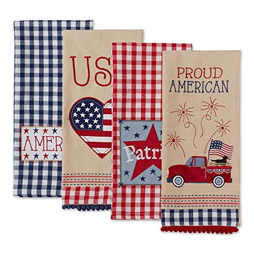 DII Patriotic Dish Towel Set 18x28, Decorative 4th of July Kitchen Towels, Americana Printed, 3 Count