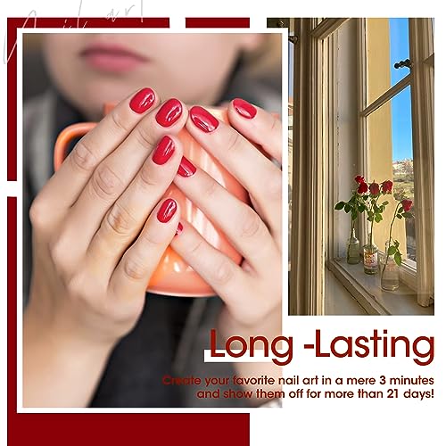 Gellen Gel Nail Polish - Red Burgundy 6PC Gel Polish Set, Hot Pink Purple Nail Polish Gel Manicure Nail Gifts Valentine's Day for Women