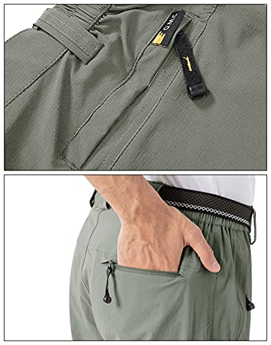 BGOWATU Men's Hiking Pants Water Resistant Stretch Outdoor Sports Pant Lightweight Travel Pants with Zipper Cargo Pockets Light Brown M