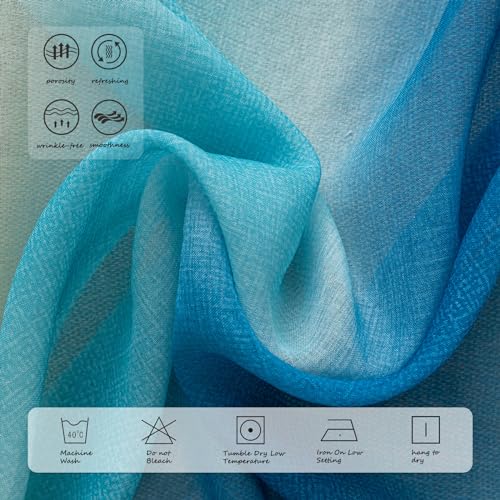 Yancorp Sheer Curtain Semi Bedroom Curtains 63 inches Length Linen Pink Blue Ombre Curtains Rod Pocket Drapes Girls Living Room Mermaid Bedroom Nursery Kids Window Decor, 1 Panel(Pink Blue, 40"x63")