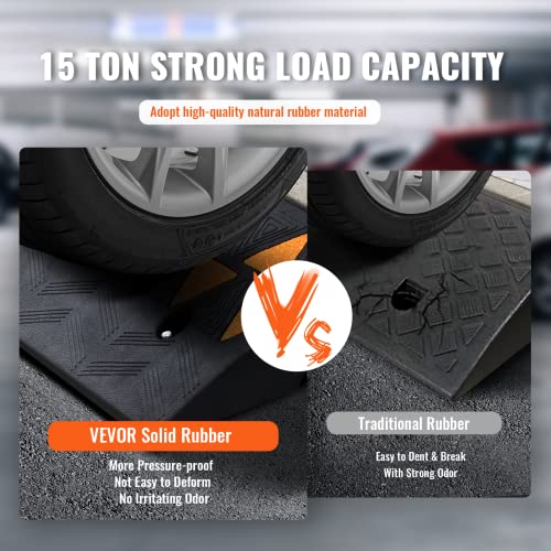 VEVOR Rubber Curb Ramp 3.7 Rise Height, Driveway Ramp for Car, 15T Heavy Duty Rubber Sidewalk Curb Ramp for Forklifts, Trucks, Buses, Cars, Wheelchairs, Bikes