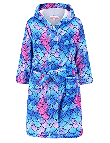 CHILDRENSTAR Sage Green Bathrobes for Girls Robes Plush Soft Fleece Kids Pajamas Sleepwear,4t 5t