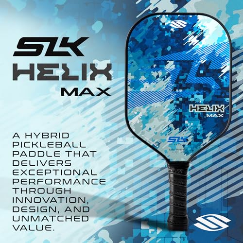 2024 SLK Helix Pro Pickleball Paddle | Carbon Fiber & Fiberglass Hybrid Face | Thermoformed Carbon Fiber Core | Unmatched Control | Camo Hex