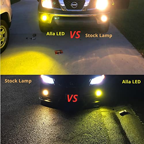 Alla Lighting 2800lm H8 H11 H16 LED Fog Lights Bulbs, 3200K Golden Yellow DRL Replacement for Cars, Trucks, Xtreme Super Bright COB-72 SMD Upgrade