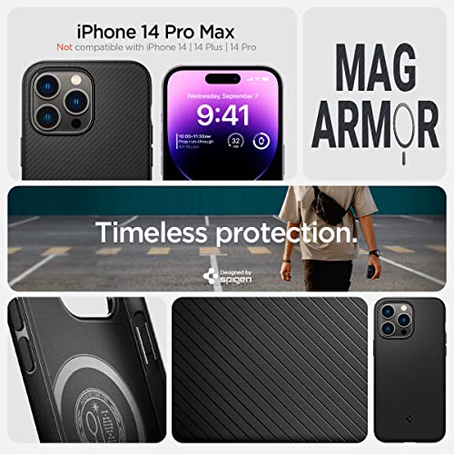 Spigen Mag Armor MagFit Designed for iPhone 14 Pro Max Case (2022) [Military-Grade Protection] Compatible with MagSafe - Matte Black