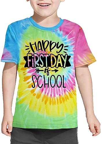 Happy First Day of School Shirt Toddler Boys Girls Back to School Tshirt Kids Letter Printed Tee Tops