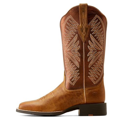 Ariat Women's Round Up Ruidoso Western Boot, Matte Pearl Suede/Cedar Roughout, 8