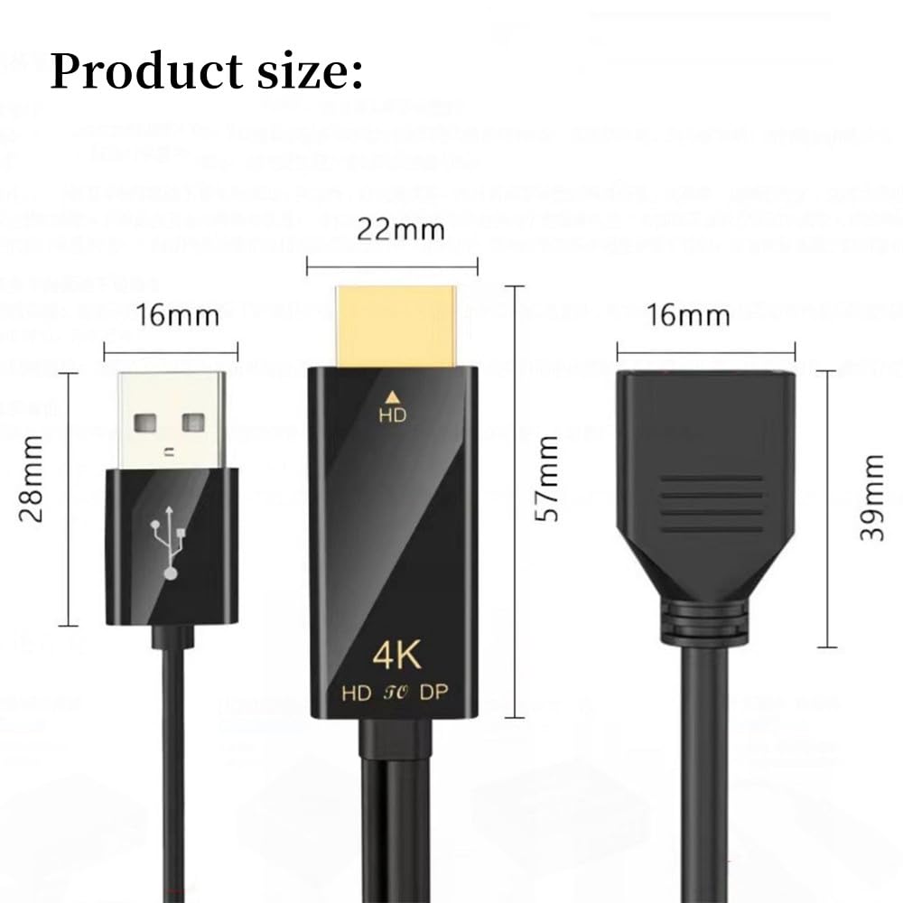 suckoo Replacement HDMI to Displayport Mini DP Cable Converter 2 in 1 with USB Male to Female Compatible Computer Host Graphics Card HDMI External DP Monitor TV Projector Adapter 4K60HZ