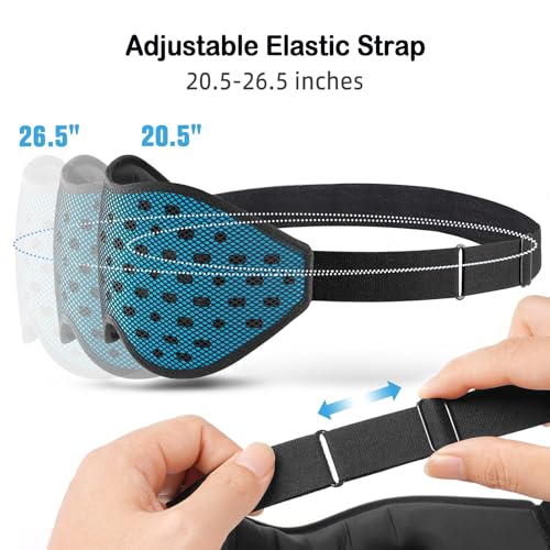 LitBear Breathable Sleep Mask, 3D Eye Mak Sleep for Side Sleepers Women Men, Light Blocking Sleeping Mask with Adjustable Strap, Soft Lightweight Eye Cover for Travel, Night Work, Nap, Office - Blue