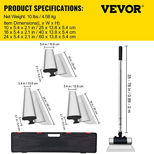 VEVOR Drywall Skimming Blade Set, 7/10/14/16/24 in Skimming Blades + 34-81.6 in Extension Handle Pole, Stainless Steel Knife Professional Skim Coat Tools, for Gyprock/WallBoard/Plasterboard