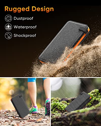 Tranmix Solar Charger Power Bank 25000mAh - QC3.0 Fast Charging Solar Powered Battery Pack with 4 Foldable Panels, Waterproof Portable Charger for Outdoor Activities, Type C Input/Output