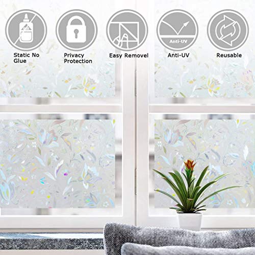 LEMON CLOUD Window Film, Decorative Window Privacy Film, Window Film Privacy Static Cling Frosted, Anti-UV Sun Blocker Heat Control for Home(Grayish Black, 35.4 x 157.4 inches)