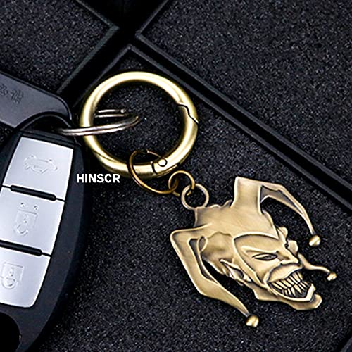 HINSCR Joker Keychain 3D Metal Joker Keyring Auto Decoration Key Pendants Joker Car Accessories Keychain gift for men (bronze)