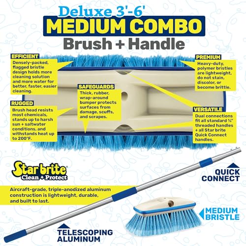 Star brite 040192 Deluxe 8" Deck Brush with Standard 3'-6' Extendable Handle
