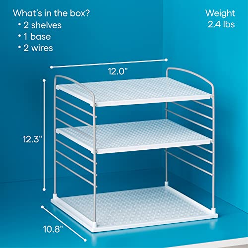 YouCopia UpSpace Cabinet Box Organizer, Adjustable Kitchen and Pantry Shelf for Plastic Wrap and Foil Storage, Extra Large, White