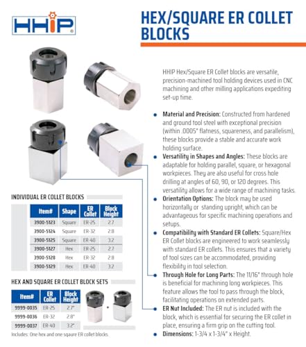 HHIP 3900-5123 Square ER-25 Collet Block