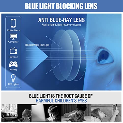 DUCO Blue Light Blocking Glasses for Kids Boys Girls Gaming Computer Glasses for Kids Age 5-10 K026