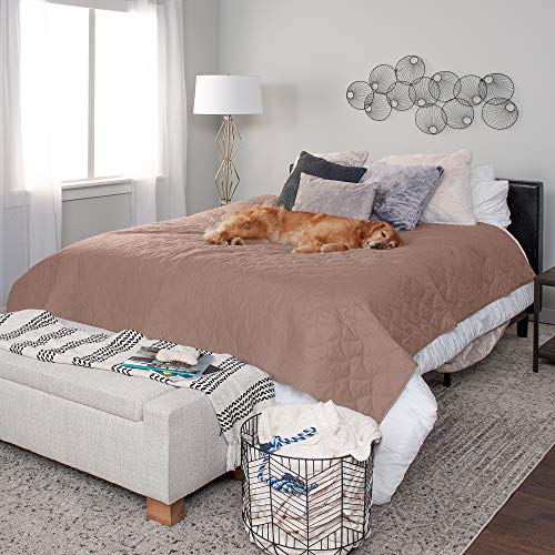 Furhaven Waterproof & Non-Slip King Size Mattress Cover Protector for Dogs & Cats, Washable, For Beds, Couches, & Car Seats - Quilted Twill Blanket Mattress Cover - Brownstone, Jumbo/King Size