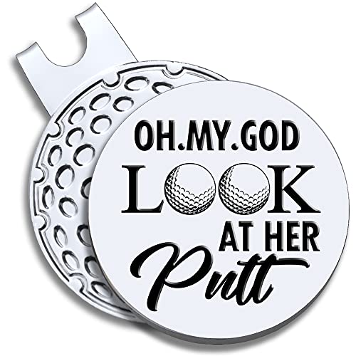 GEYGIE Oh My God Look at Her Putt Golf Ball Marker with Magnetic Hat Clip, Funny Golf Accessories Gifts for Women, Golf Gifts for Woman, Birthday Gift for Woman Golf Fan, Golf Novelty Gift