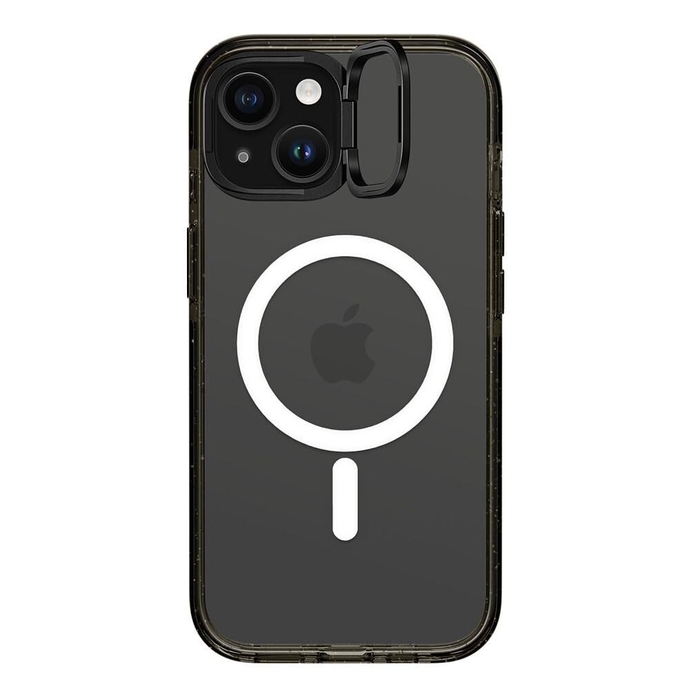 CASETiFY Impact Ring Stand Case for iPhone 15 [3X Military Grade Drop Tested / 6.6ft Drop Protection/Compatible with Magsafe] - Clear Black