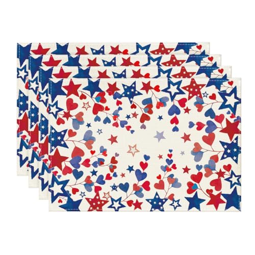 Artoid Mode Blue Red Stars Patriotic 4th of July Table Runner, Seasonal Kitchen Dining Table Decoration for Home Party Decor 13x48 Inch