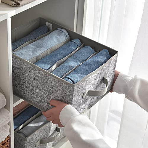 GRANNY SAYS Pants Jeans Organizer for Closet, Wardrobe Clothes Organizer, Clothes Drawer Organizers, Clothing Storage for Tshirts, Pants, Sweaters, Gray, 4-Pack