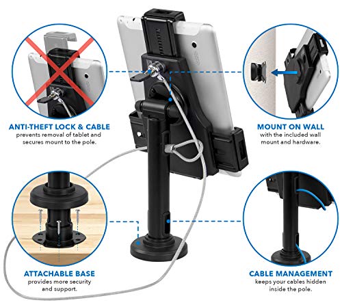 Mount-It! Secure Universal Tablet POS Kiosk with Wall Bracket Add-on | Locking Tablet Stand with Adjustable Clamp for iPad, iPad Air, Samsung Galaxy Tab, Surface Go & 7.9"- 10.9" Tablets - MI-3784