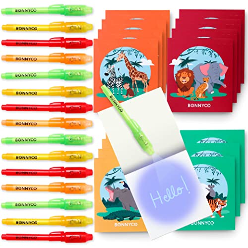 BONNYCO Invisible Ink Pen and Notebook Pack of 16 Mermaid Party Favors for Kids | Spy Pen Mermaid Party Supplies, Prizes for Kids | Magic Pen Mermaid Birthday Party Favors, Prizes for Students