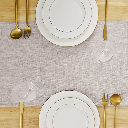 Hiasan Faux Linen Rectangle Tablecloth - Wrinkle and Stain Resistant Washable Table Cloth for Kitchen Dining Room Holiday Table Cover for Party Dinner, Beige, 70 x 140 Inch