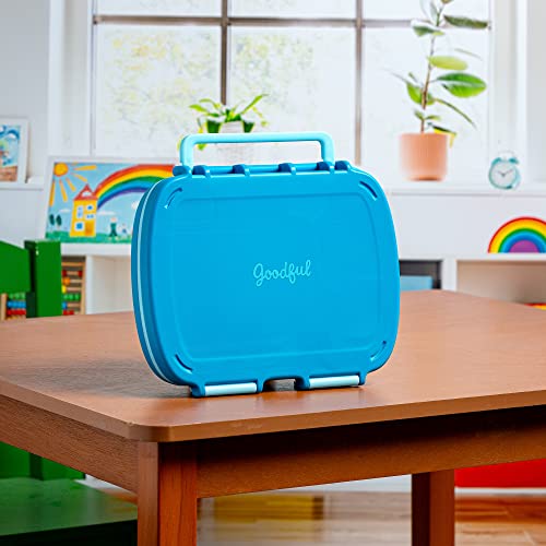 Goodful Stackable Lunch Box Container, Bento Style Food Storage with Removeable Compartments for Sandwich, Snacks, Toppings & Dressing, Leak-Proof and Made without BPA, 56-Ounce, Blue