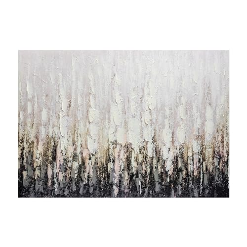 ArtbyHannah Oil Painting on Canvas DIY Kit - Hand-Painted Black and White Abstract Wall Art, 28x20 in to be Assembled Wall Decoration with Accessories - Textured Artwork