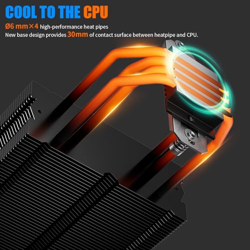 upHere P4K CPU Air Cooler 6mm x 4 Copper Heat Pipes CPU Cooler with 120mm Fan PWM 1800RPM 77.93CFM for Intel LGA 2011/2066 (Mainboard X79/X99)/1700/1200/1150/1121/1155/1156/1366/AMD AM5/AM4