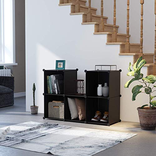 C&AHOME Cube Storage Organizer, 6-Cube Shelves Units, Closet Cabinet, DIY Plastic Modular Book Shelf, Ideal for Bedroom, Living Room, Office, 36.6" L x 12.4" W x 36.6" H Black SHS3506A