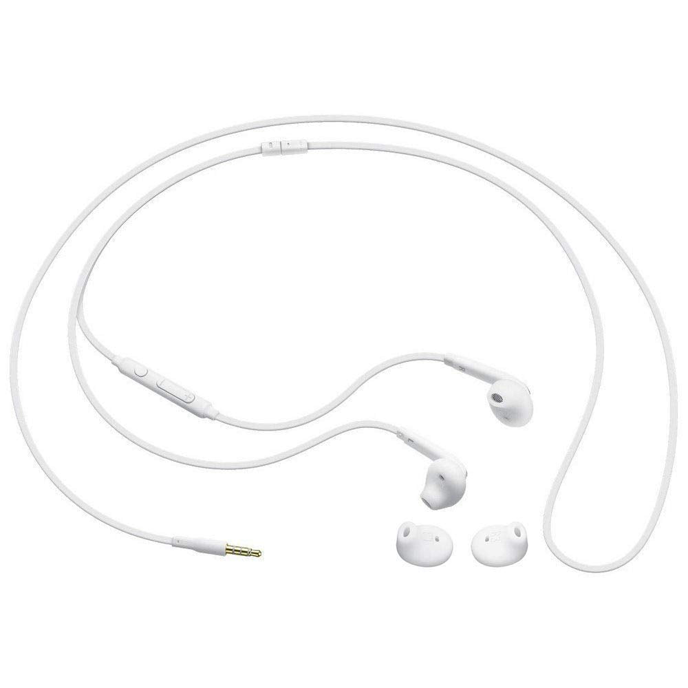 SAMSUNG Samung Wired Earbuds Original 3.5mm in-Ear Headphones Galaxy S10, S10 Plus, S10e Plus, Note 10, A71, A31 - Microphone & Volume Remote - Includes Black Velvet Carrying Pouch - White