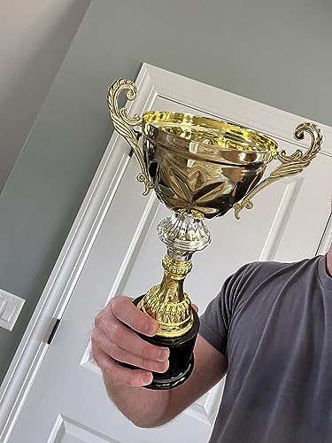 Griffco Supply Gold Trophy Cup with Custom Engraved Plate included to Customize for Sports Championships, Tournaments, Award Competitions, Spelling Bee (5 sizes) - Trophy Award (8.75" X-Small)