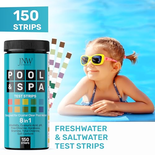 Hot Tub and Pool Test Strips - 6in1 Quick & Accurate Hot Tub, Spa, Pool Test Strips - 100 Water Test Strips, Water Test Kit with E-Book - Test Chlorine, Bromine, pH, Hardness, Alkalinity - JNW Direct