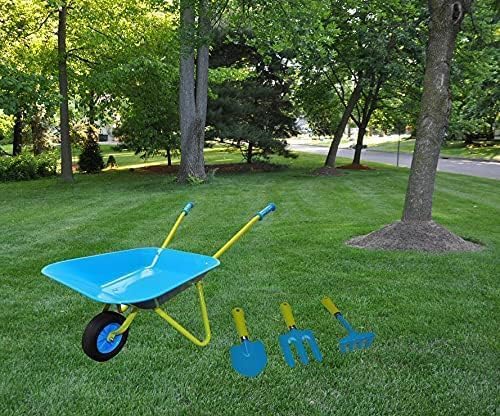 G & F Products Kids Metal Wheelbarrow – Child-Sized, Durable Metal Construction with Sturdy Wheel, Easy Assembly, Ideal for Outdoor Play, Gardening Fun, Backyard Activities & Toddler-Friendly Design