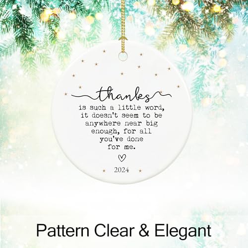 Thank You Gifts for Women, Thank You Ornament Appreciation Gifts for Women, Nurse, Teacher, Friends, Sister,Coworker, Boss, 2.9" Ceramic Thank You Christmas Ornament 2024