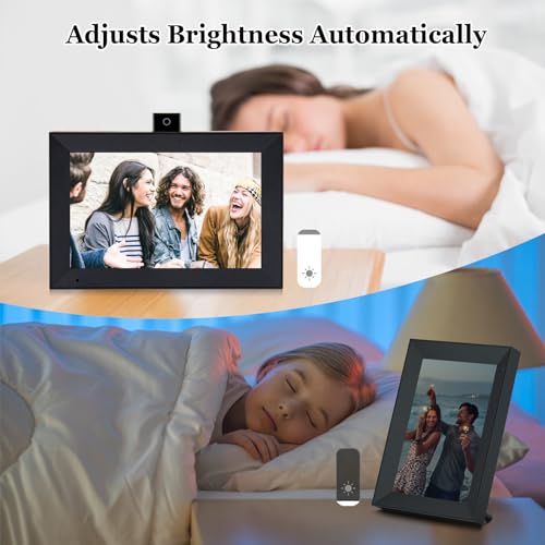 ryesug Digital Picture Frame 10.1 Inch WiFi Smart Digital Photo Frame, Electronic Picture Frame IPS HD Touchscreen with Black Wood Frame, Auto-Rotate Share Photos & Videos via AiMOR App Instantly