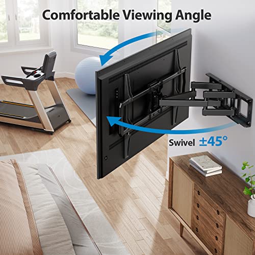 Pipishell Full-Motion TV Wall Mount for Most 37–75 Inch TVs up to 100 lbs, Wall Mount TV Bracket with Dual Articulating Arms, Extension, Swivel, Tilt, Fits 16" Wood Studs, 600 x 400mm Max VESA, PILF8