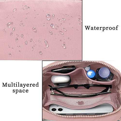 Szkiuqe Mini Fanny Pack Beige Crossbody Bags for Women and Men, Fashionable Waterproof Belt Bag with Adjustable Strap for Travel Running Cycling