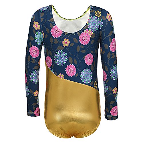 DAXIANG Leotards for Girls Gymnastics Long Sleeve Gymnastics Leotard for Girls Gymnastics Leotards Purple Snowflake 9-10Y