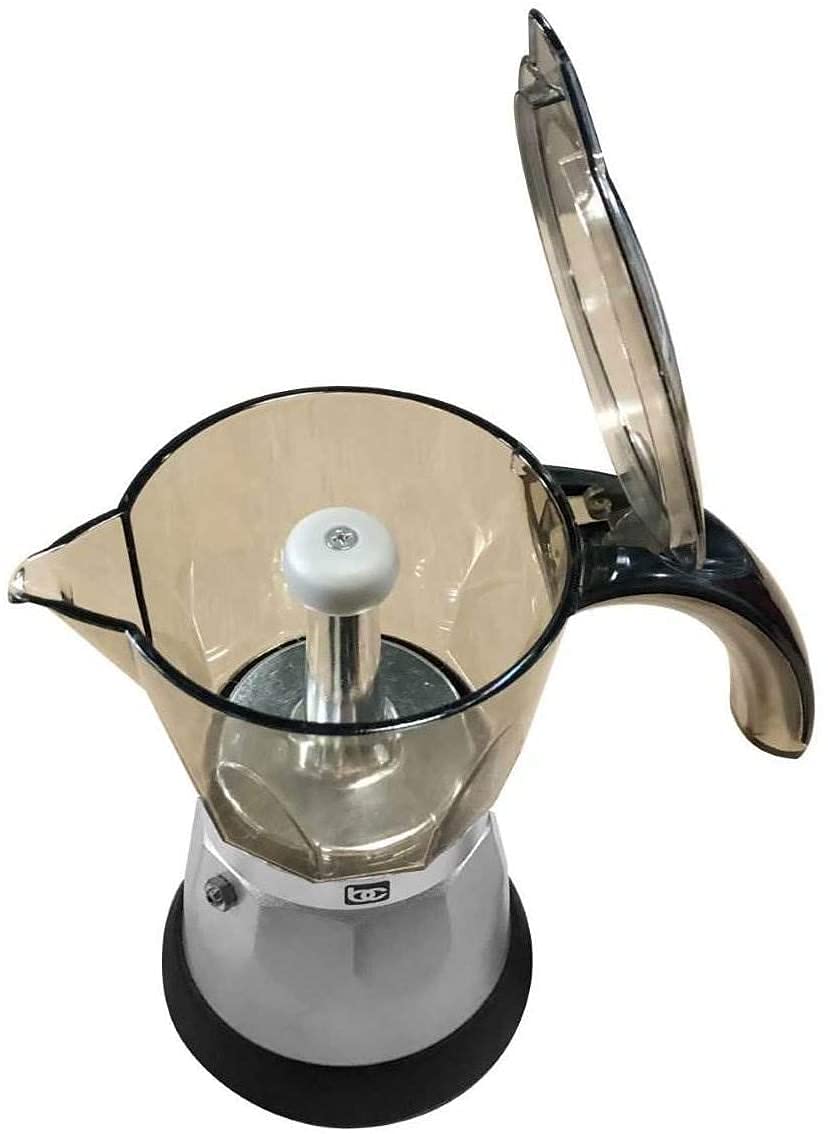 Bene Casa - Black Espresso Coffee Maker with Transparent Carafe - Brews 3 Cups in 5 Minutes - Includes Cool-touch Handle and Automatic Shut Off Feature