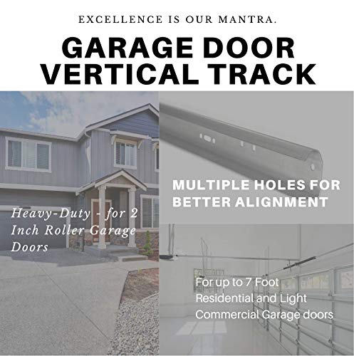 Garage Door Vertical Track Replacement – Set of Left and Right for 7 Foot Tall - Galvanized Steel Hardware Door Rails for Residential/Light Commercial Side Tracks for 2-inch Rollers