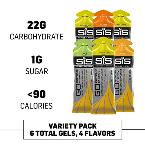 Science in Sport Energy Gel Pack, SIS Isotonic Energy Gel, 22g Fast Acting Carbs, Performance & Endurance Gels, Lemon & Lime Flavor - 2 Fl Oz (Pack of 6)